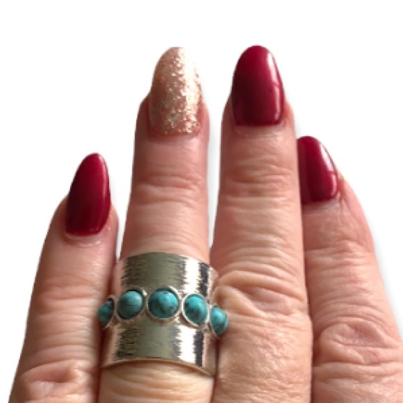 LIA SOPHIA Puddle Jumper Turquoise Silver Ring NEW (display piece) size 7 - Picture 2 of 2